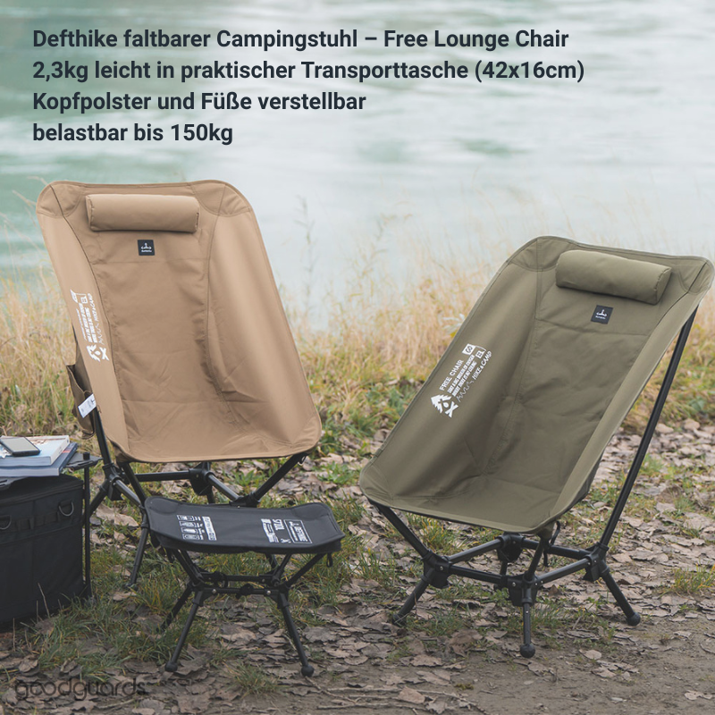 Defthike Free Lounge Chair - faltbarer, ultraleichter Campingstuhl