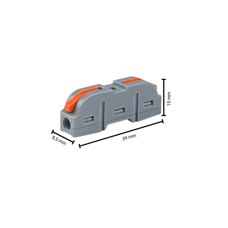 2x Kabelverbinder, Drahtverbinder gerade, Leiterklemme mit Hebel 4mm2