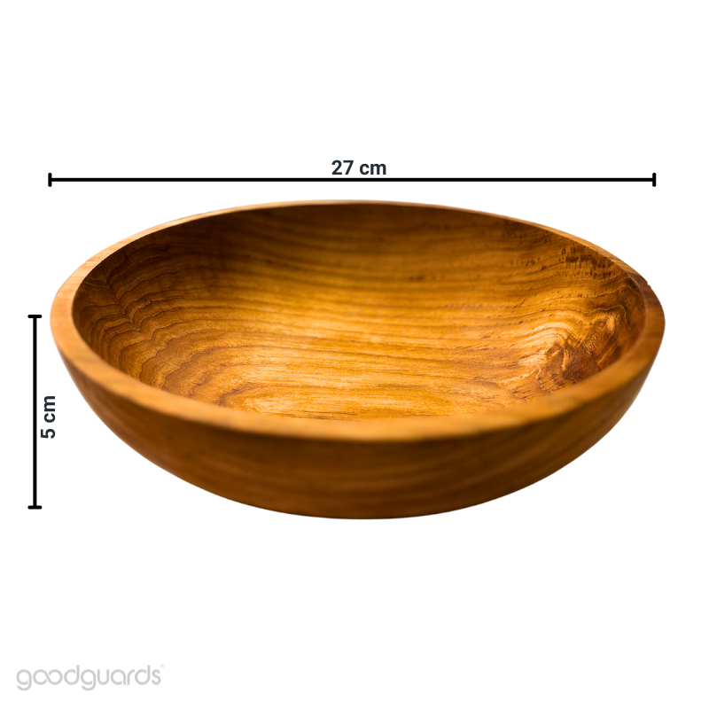 Large Salad Bowl 25 x 7cm Handmade from Solid Teak Root Wood Sustainable Woodenthinxx
