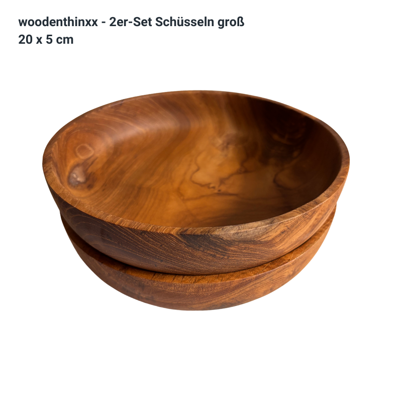 2er-Set Teak Wurzel-Holz Schüsseln 20cm Handmade massiv nachhaltig Woodenthinxx