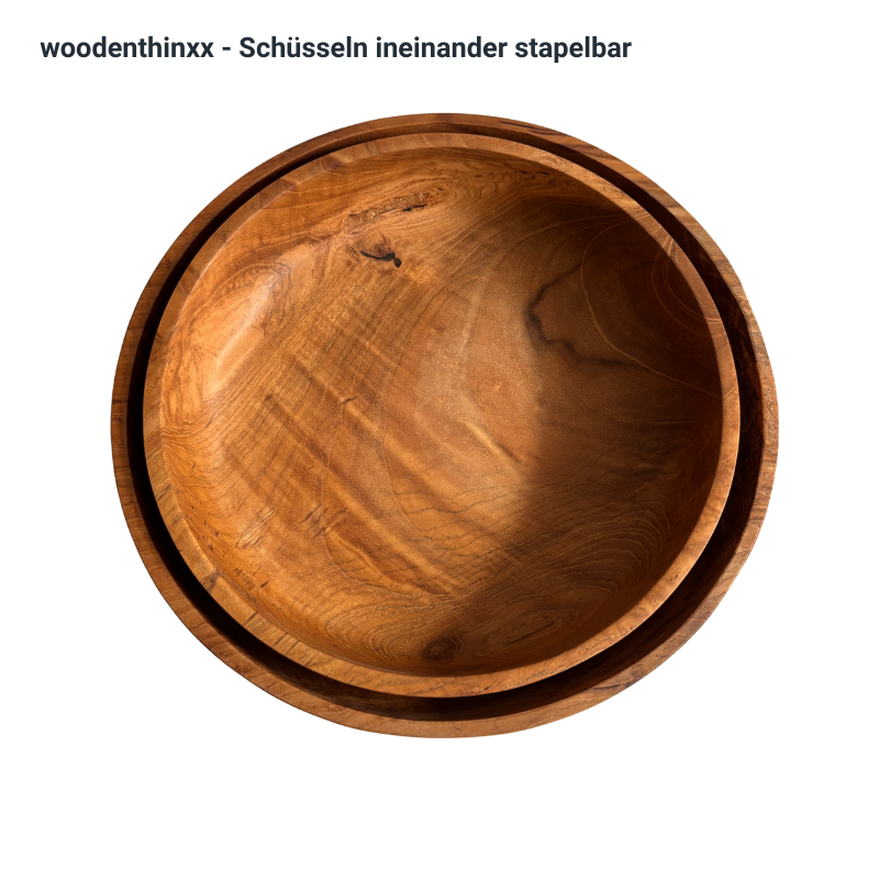 Large salad bowl 23cm Handmade from solid teak root wood sustainable Woodenthinxx
