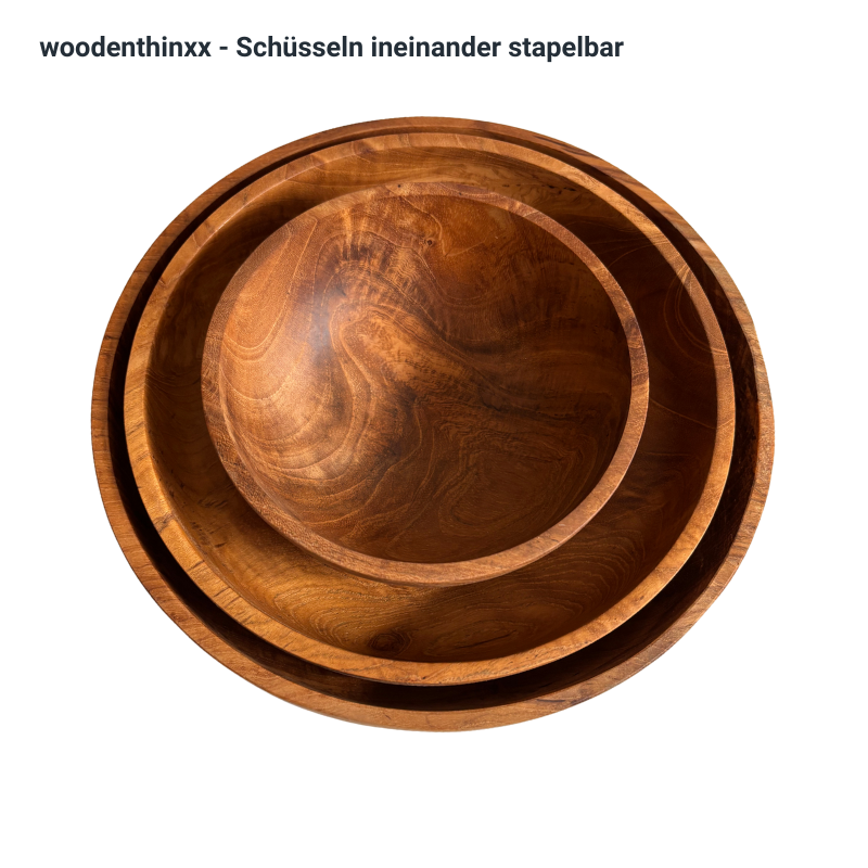 Large salad bowl 23cm Handmade from solid teak root wood sustainable Woodenthinxx