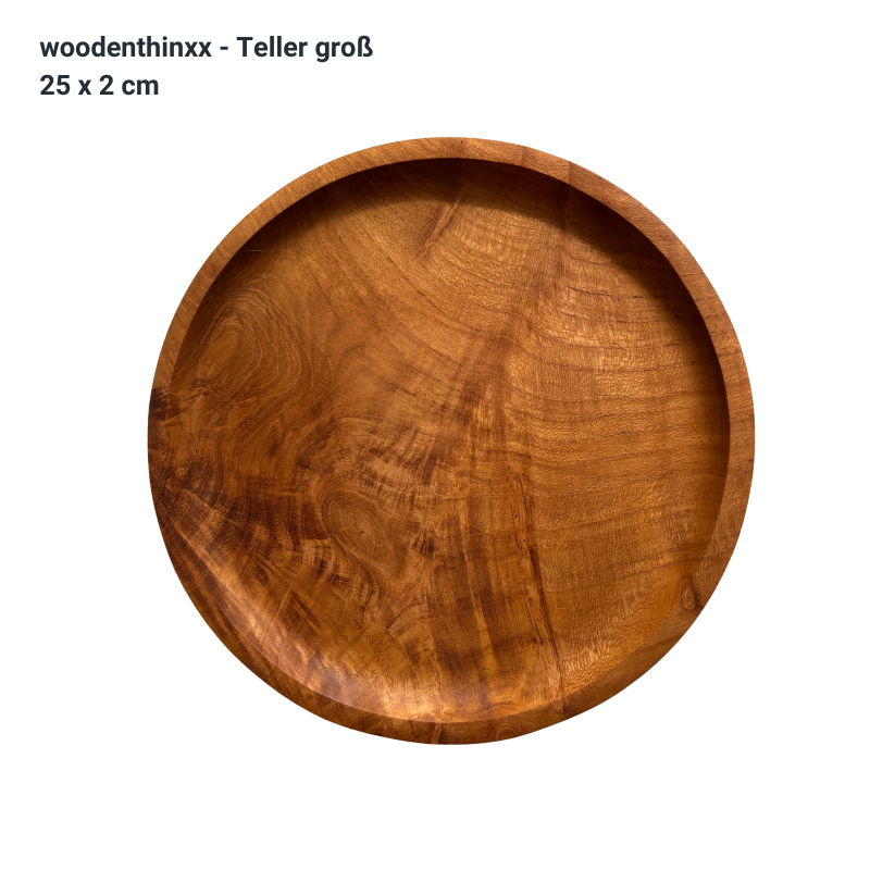 Teller groß 25 cm Teak Wurzel-Holz massiv Handmade nachhaltig Woodenthinxx