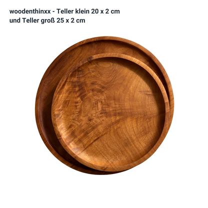 Teller groß 25 cm Teak Wurzel-Holz massiv Handmade nachhaltig Woodenthinxx