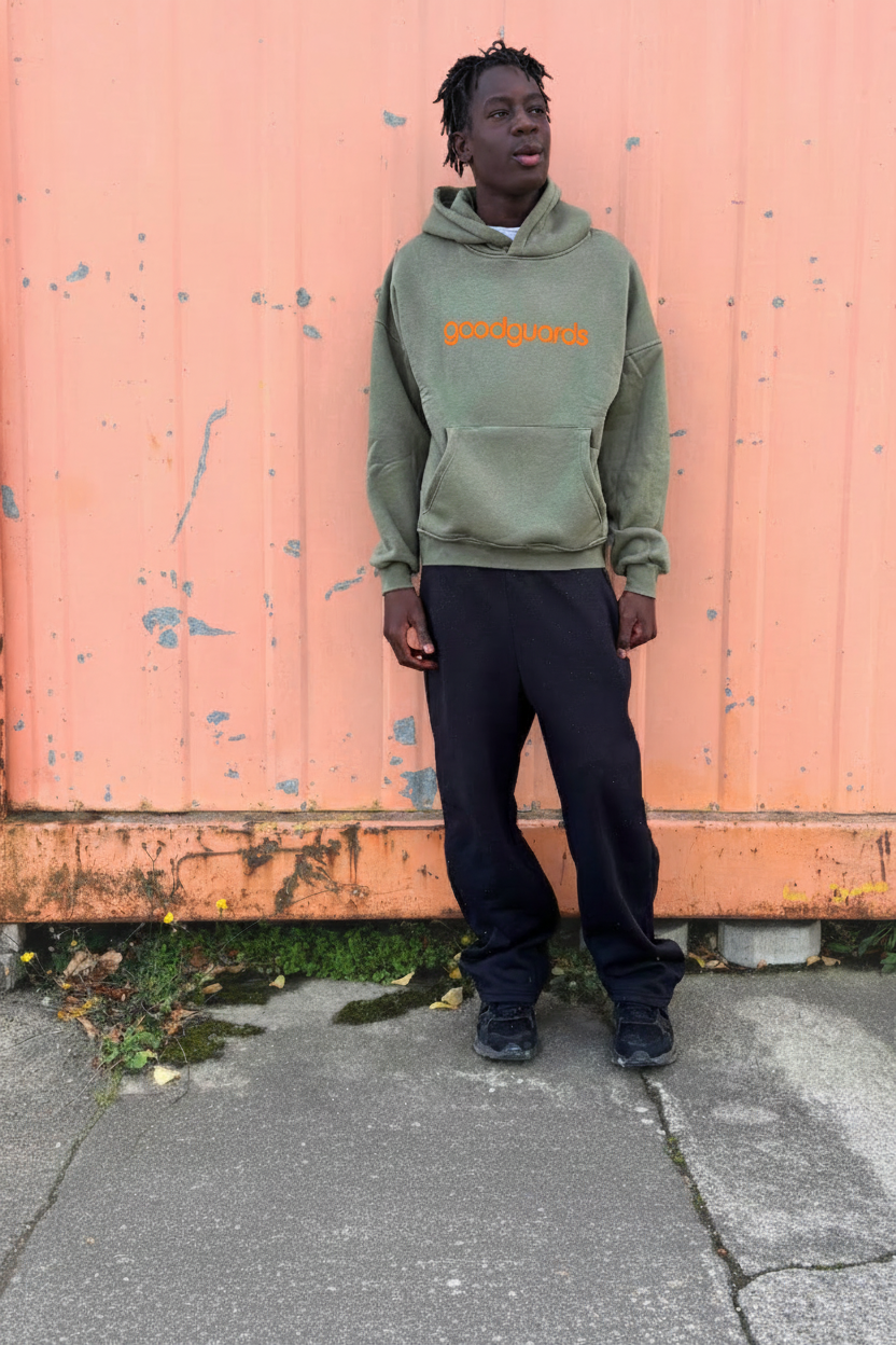Goodhood Oversized Hoodie olive-orange unisex Hoodie