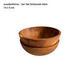 2er-Set massive Teak Wurzel-Holz Salatschüsseln klein Handmade Woodenthinxx
