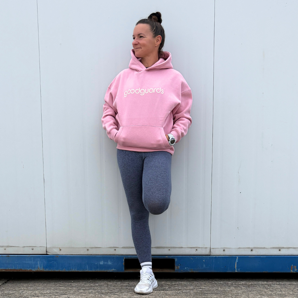 Goodhood Oversized Hoodie pink-cream unisex Hooded Sweatshirt