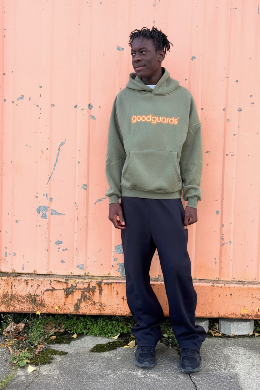 Goodhood Oversized Hoodie olive-orange unisex Hoodie