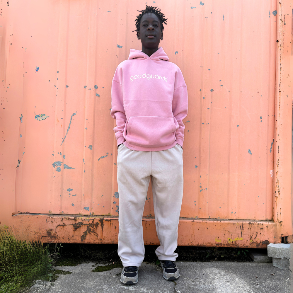 Goodhood Oversized Hoodie pink-cream unisex Hooded Sweatshirt