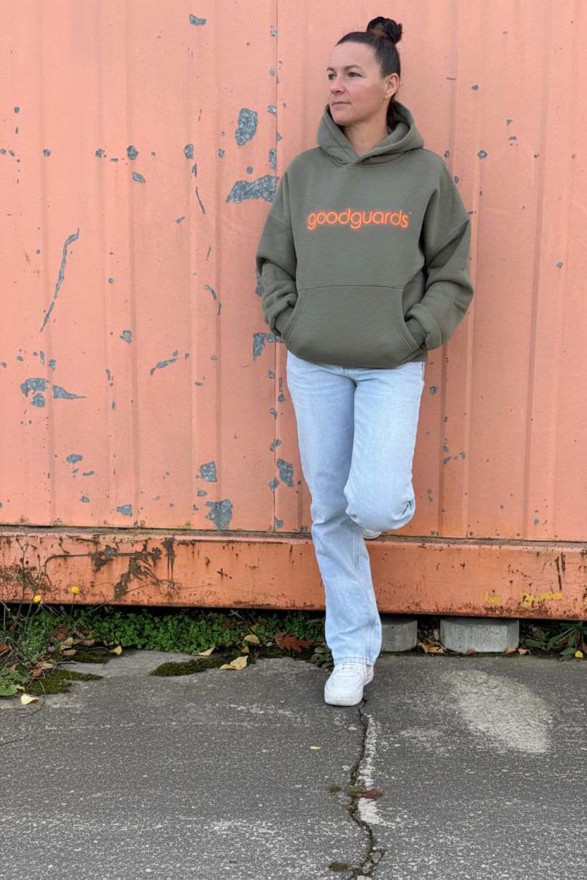 Goodhood Oversized Hoodie olive-orange unisex Hoodie