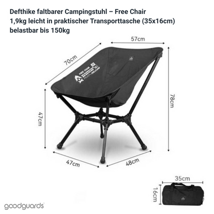 Defthike Free Chair - ultraleichter, faltbarer Campingstuhl