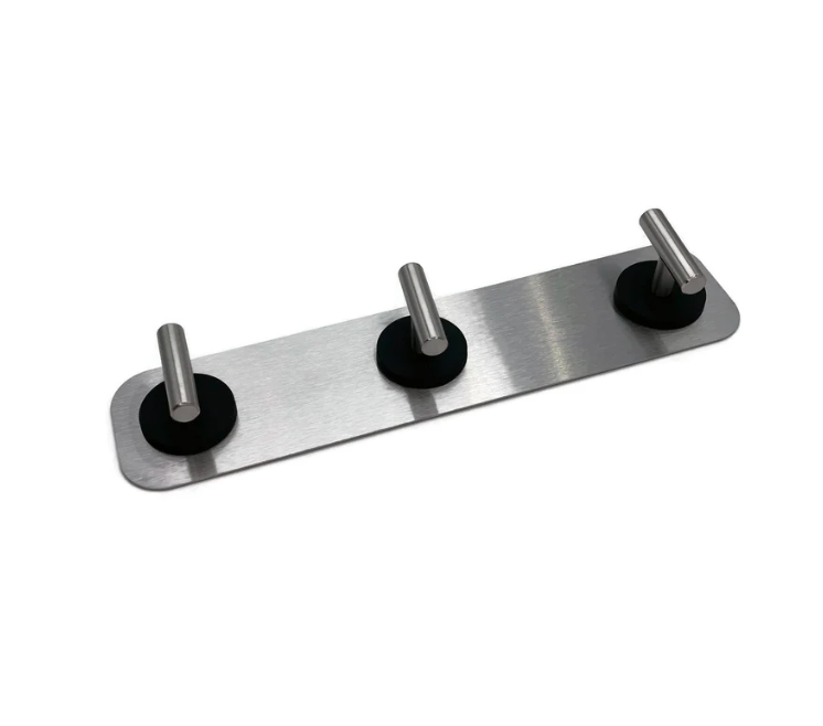 STYYL - 3-piece coat rack strip made of stainless steel magnetic board and 3 magnetic hooks