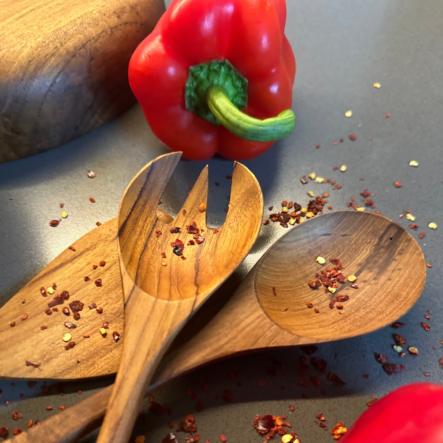2-teiliges Salatbesteck-Set Handmade aus Teak Wurzel-Holz Woodenthinxx