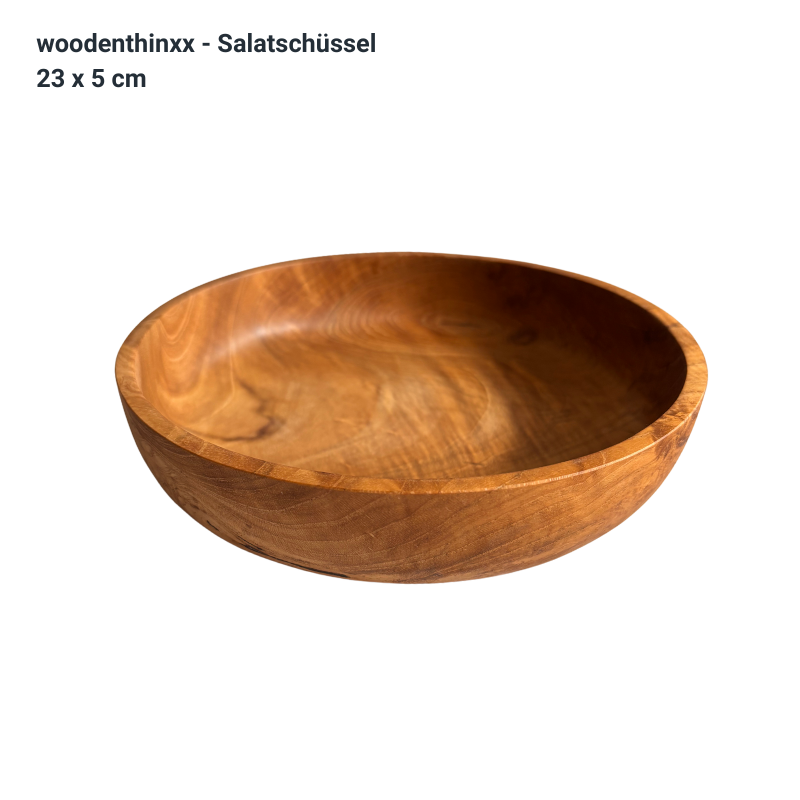 Large salad bowl 23cm Handmade from solid teak root wood sustainable Woodenthinxx