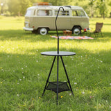 Defthike Round Table - Round indoor and outdoor table with lamp holder