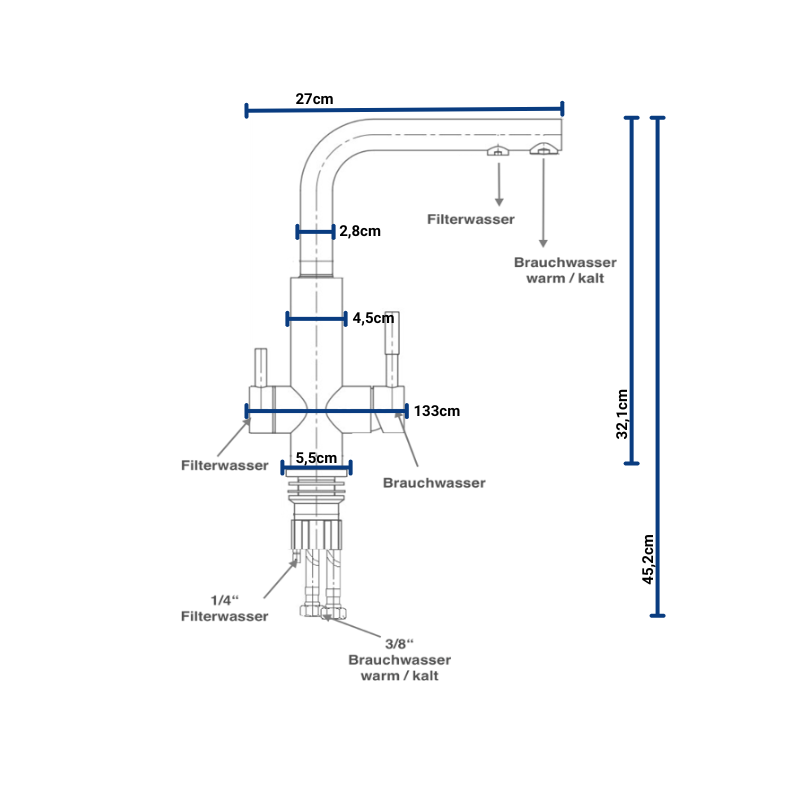 Zapfguard 3-Way (UVC Water Tap 230V) Black Powder-Coated